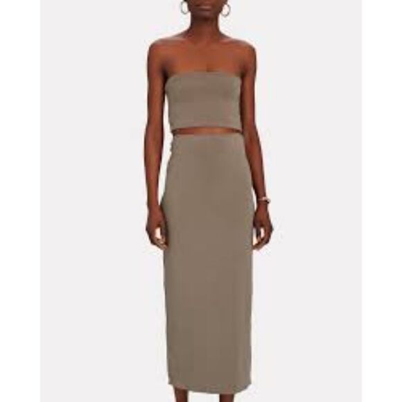 TROIS Kendall Midi Skirt Set Tube‎ Top Brown Sz 0 - Picture 1 of 7